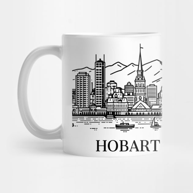 hobart line art illustration by art poo